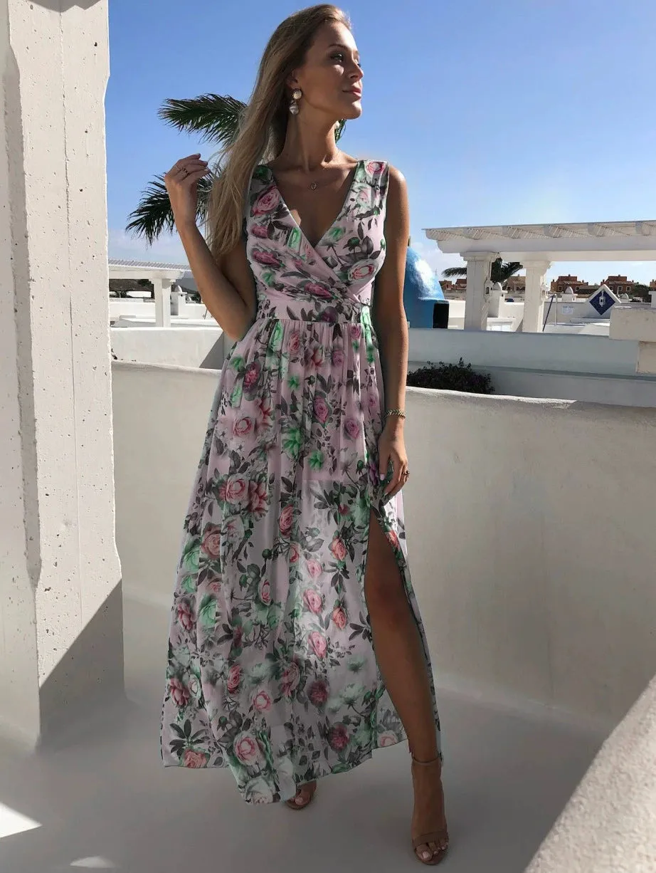 Slit Dress Sleeveless Vacation Beach