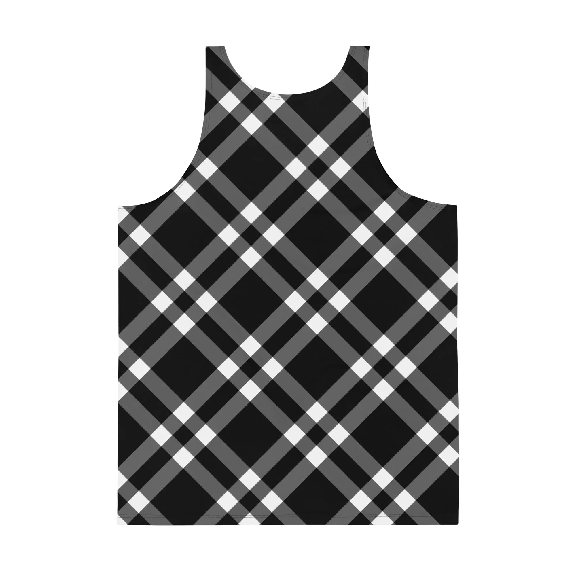 Unisex Tank Top Black and White Gingham