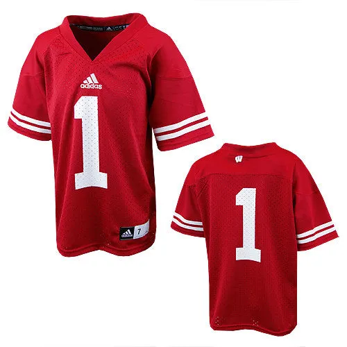 Wisconsin Badgers #1 NCAA Adidas Red Youth Replica Football Jersey