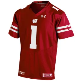 Wisconsin Badgers #1 Under Armour Red Adult Replica Jersey